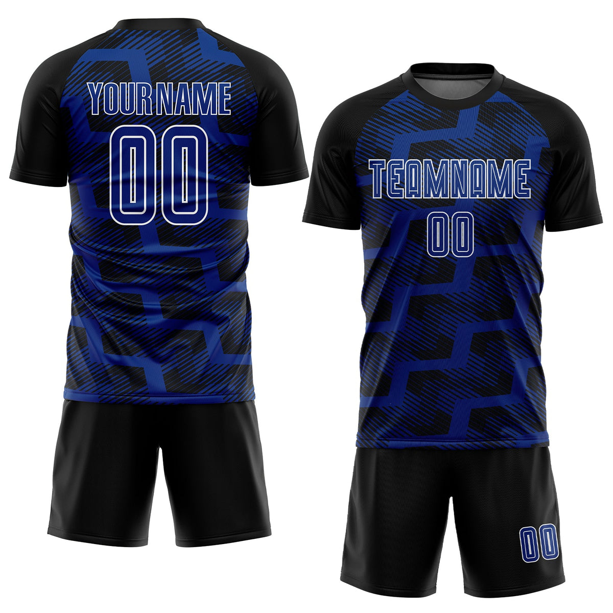 Custom Black Royal-White Line Sublimation Soccer Uniform Jersey Limited