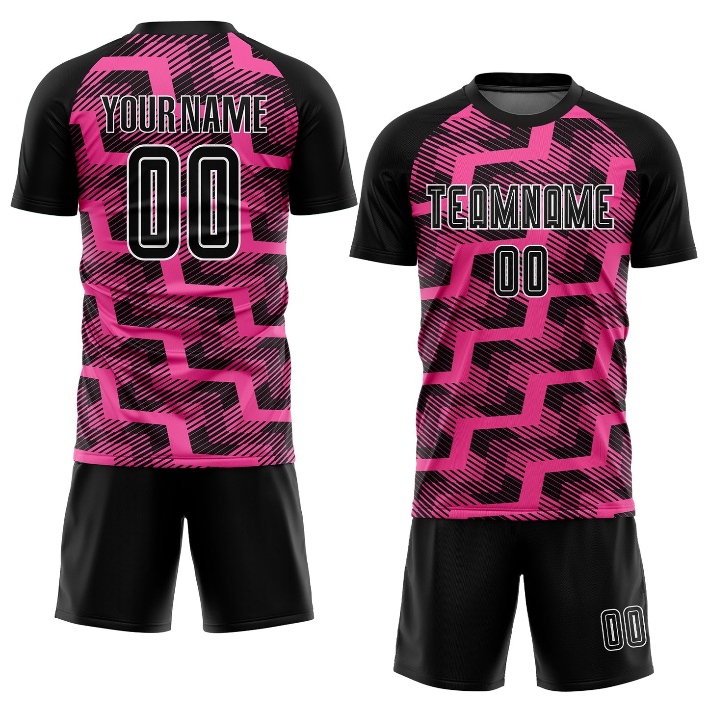Custom Black Pink-White Line Sublimation Soccer Uniform Jersey Limited