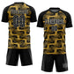 Custom Black Old Gold-White Line Sublimation Soccer Uniform Jersey Limited