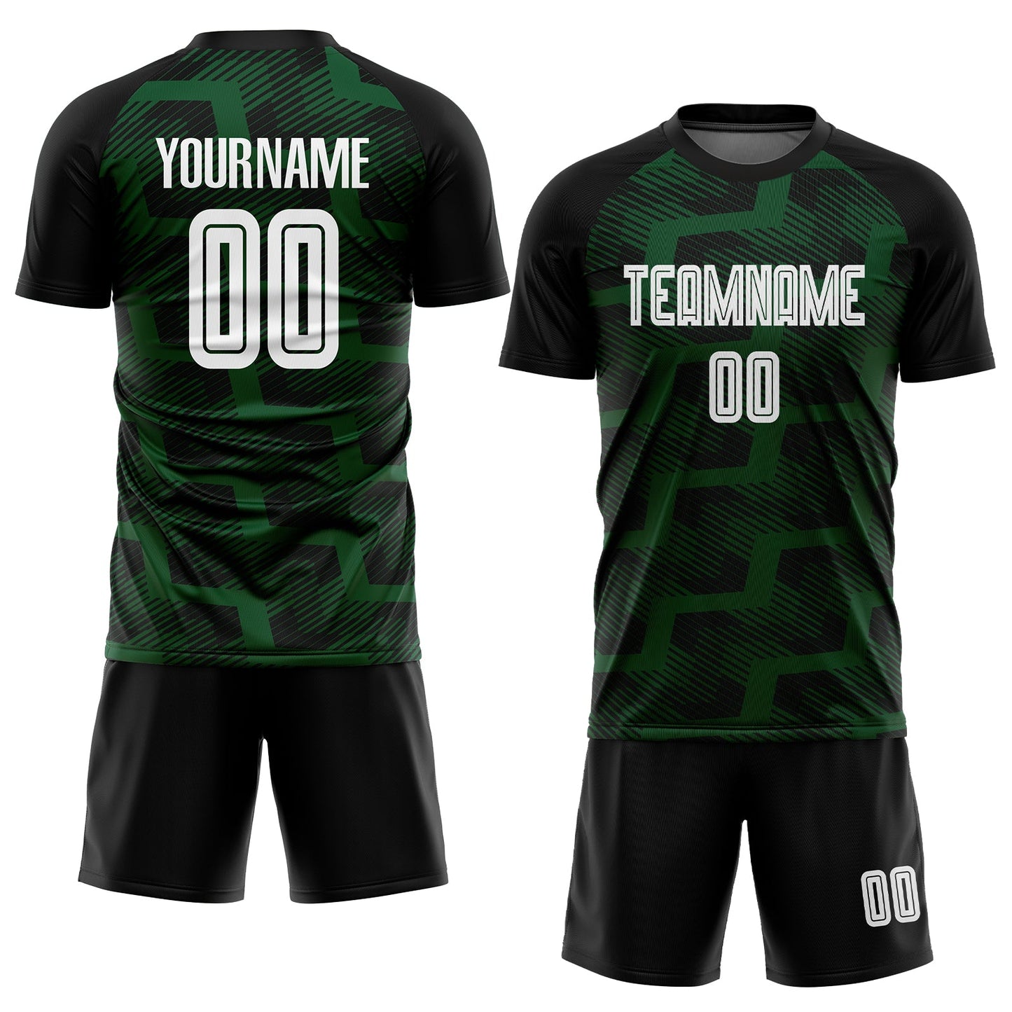 Custom Black White-Green Line Sublimation Soccer Uniform Jersey Limited
