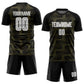 Custom Black White-Olive Line Sublimation Soccer Uniform Jersey Limited