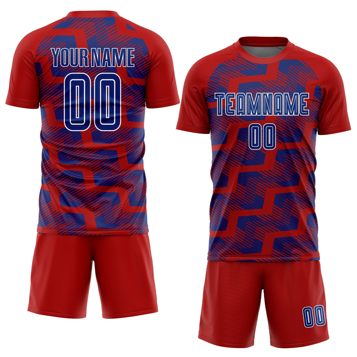 Custom Red Royal-White Line Sublimation Soccer Uniform Jersey Limited