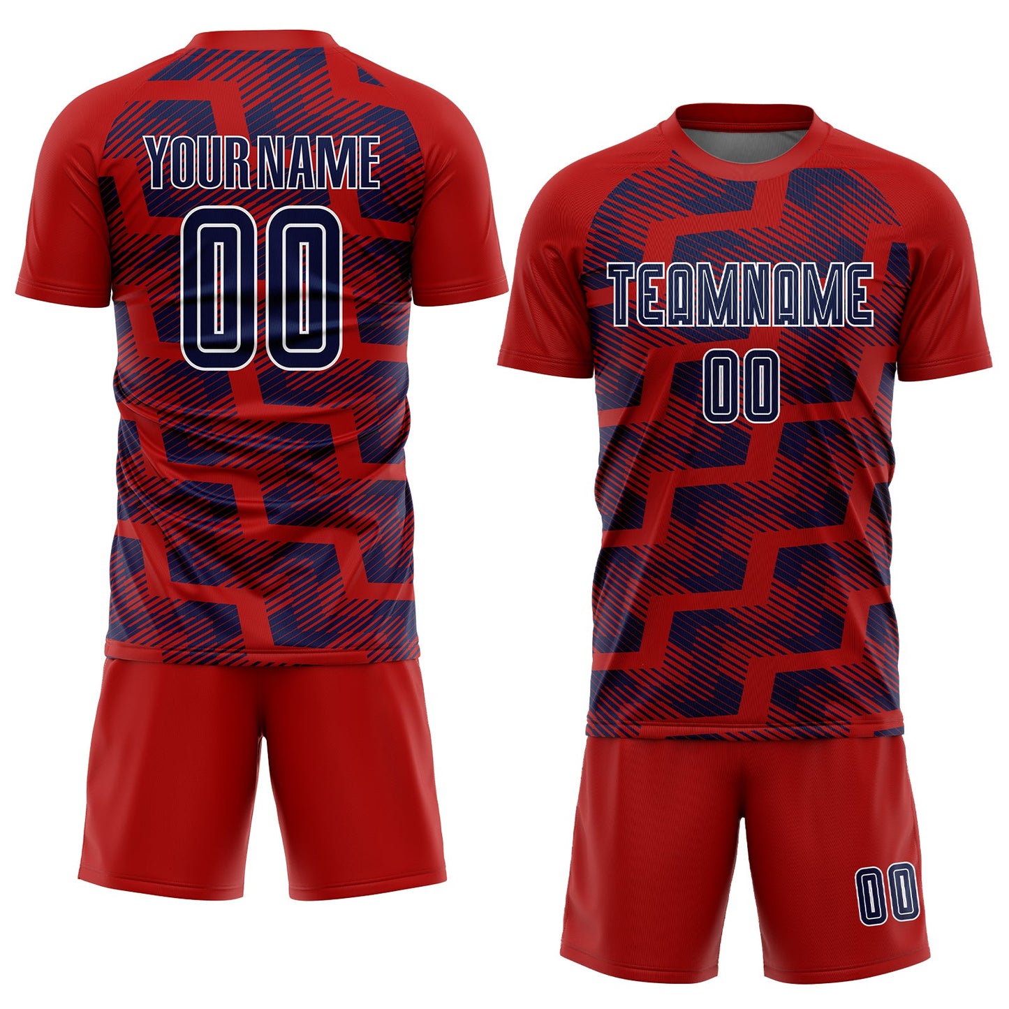 Custom Red Navy-White Line Sublimation Soccer Uniform Jersey Limited
