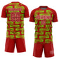 Custom Red Neon Green-White Line Sublimation Soccer Uniform Jersey Limited
