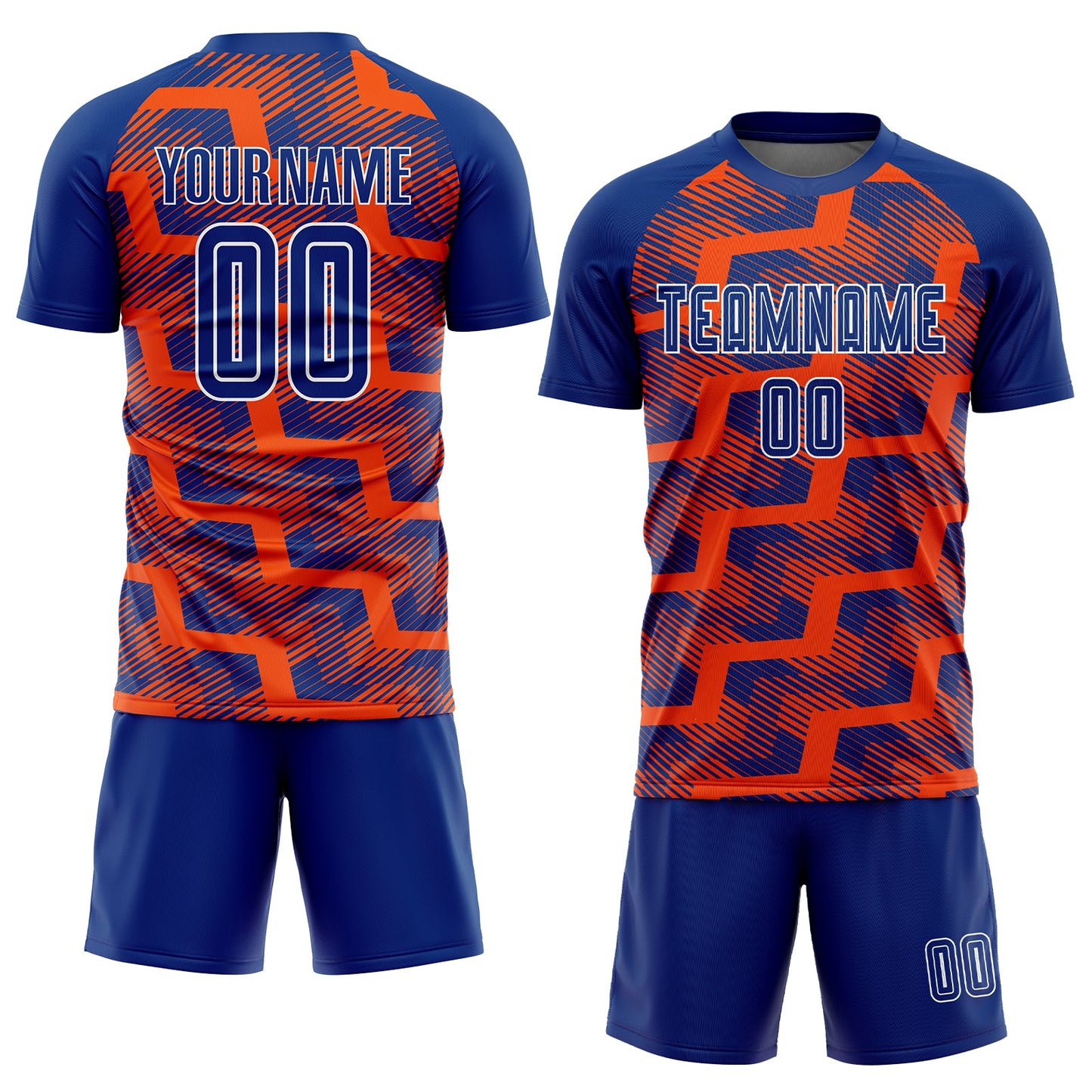 Custom Royal Orange-White Line Sublimation Soccer Uniform Jersey Limited