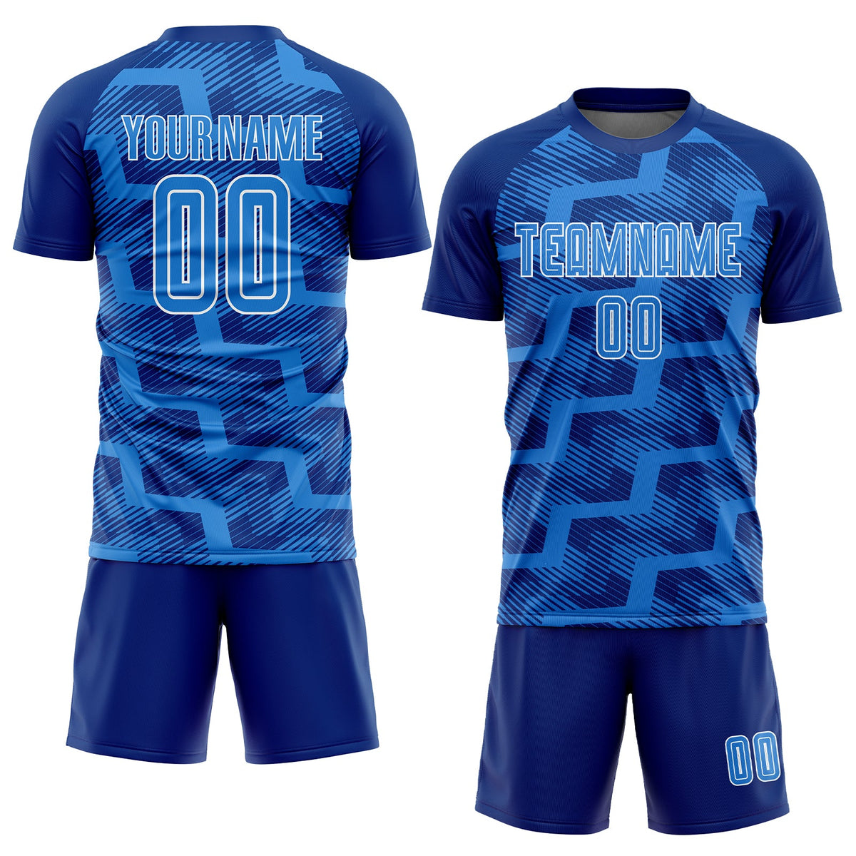 Custom Royal Powder Blue-White Line Sublimation Soccer Uniform Jersey Limited