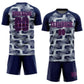 Custom Navy Silver-Pink Line Sublimation Soccer Uniform Jersey Limited