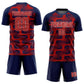 Custom Navy Red-White Line Sublimation Soccer Uniform Jersey Limited