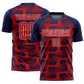 Custom Navy Red-White Line Sublimation Soccer Uniform Jersey