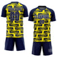 Custom Navy Light Yellow-White Line Sublimation Soccer Uniform Jersey Limited