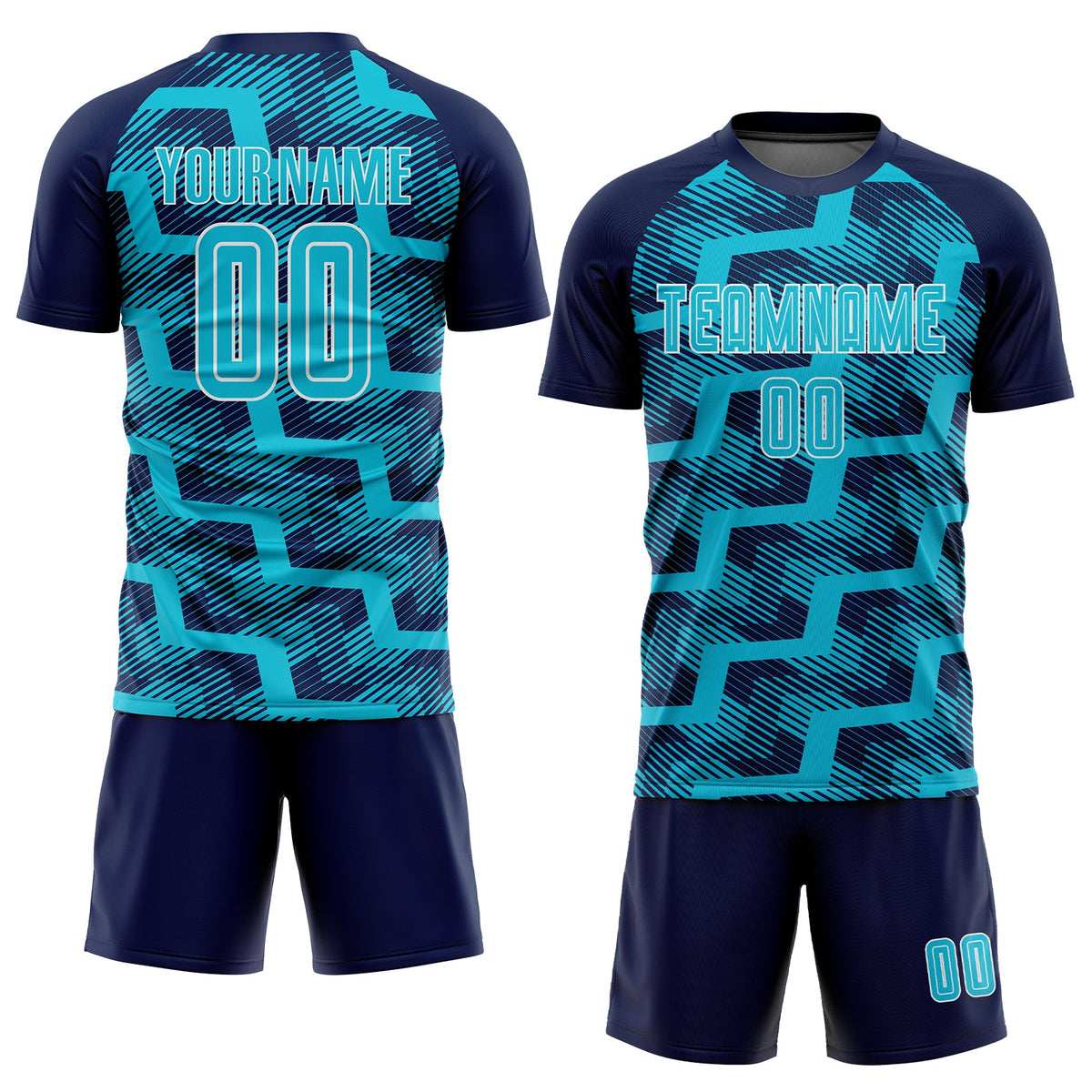 Custom Navy Lakes Blue-White Line Sublimation Soccer Uniform Jersey Limited