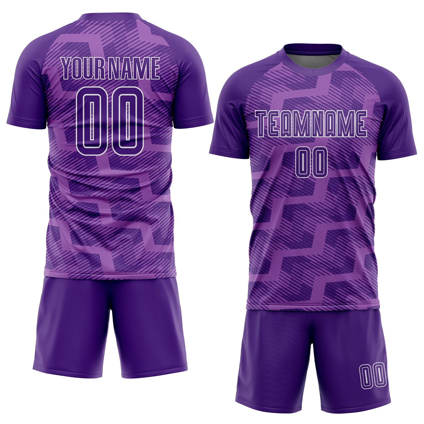 Custom Purple Medium Purple-White Line Sublimation Soccer Uniform Jersey Limited