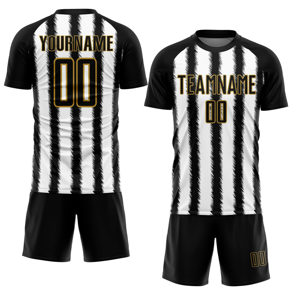 Custom Black White-Old Gold Line Sublimation Soccer Uniform Jersey Limited