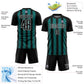 Custom Black Teal-White Line Sublimation Soccer Uniform Jersey Limited