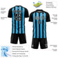 Custom Black Sky Blue-White Line Sublimation Soccer Uniform Jersey Limited
