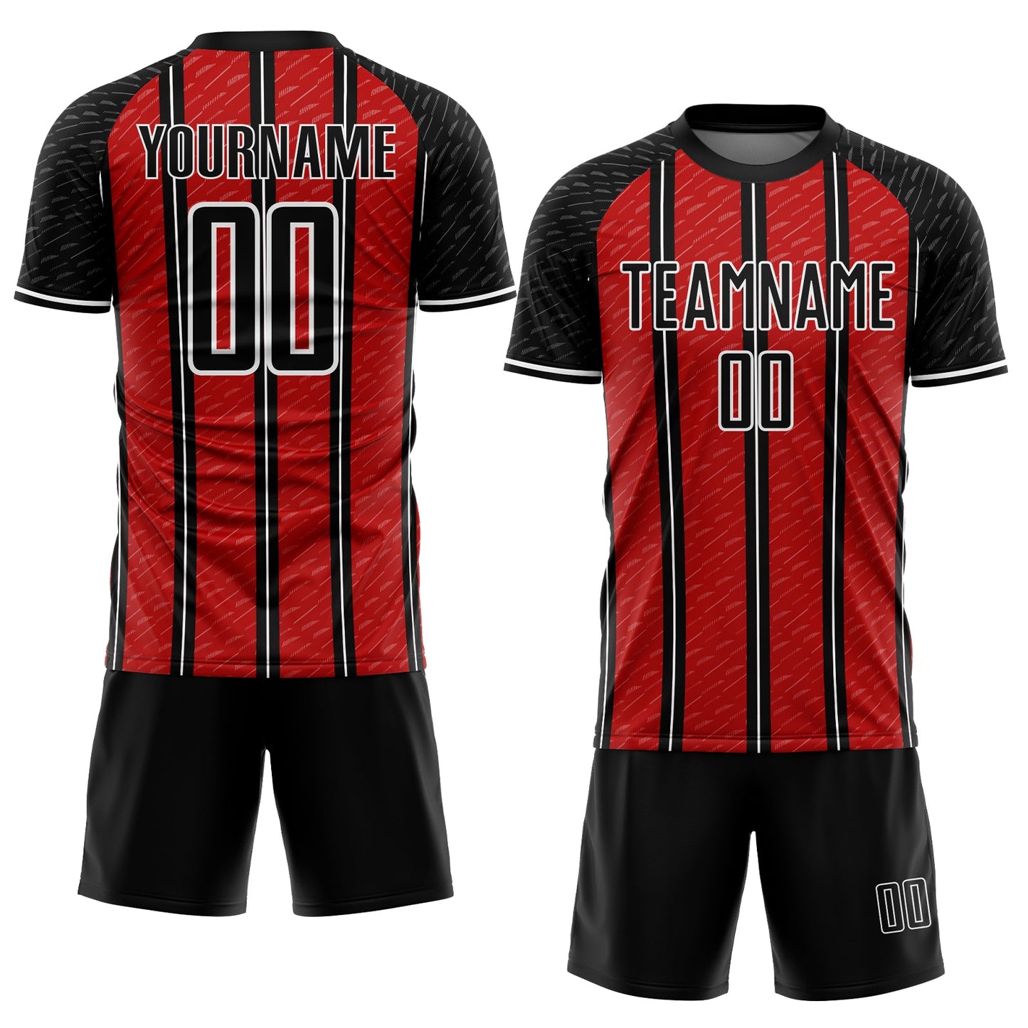 Custom Black Red-White Line Sublimation Soccer Uniform Jersey Limited