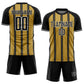 Custom Black Old Gold-White Line Sublimation Soccer Uniform Jersey Limited