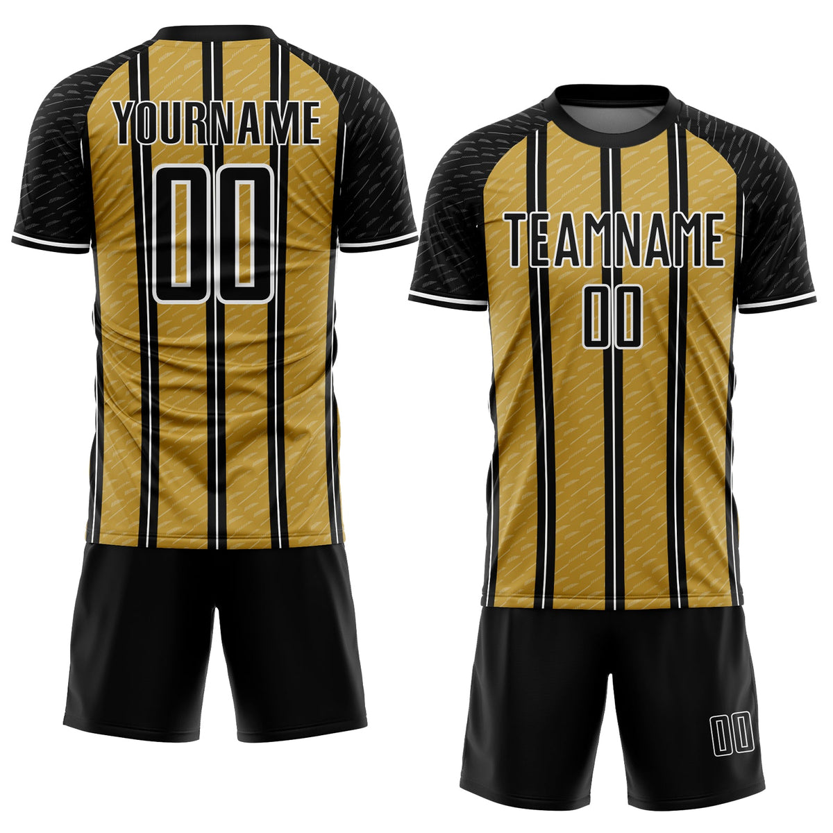 Custom Black Old Gold-White Line Sublimation Soccer Uniform Jersey Limited