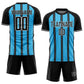 Custom Black Sky Blue-White Line Sublimation Soccer Uniform Jersey Limited