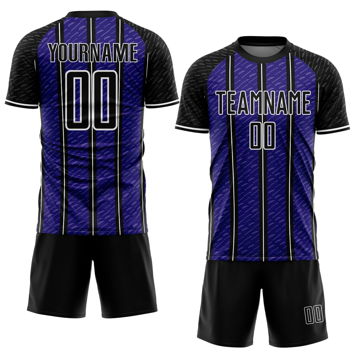 Custom Black Dark Purple-White Line Sublimation Soccer Uniform Jersey Limited
