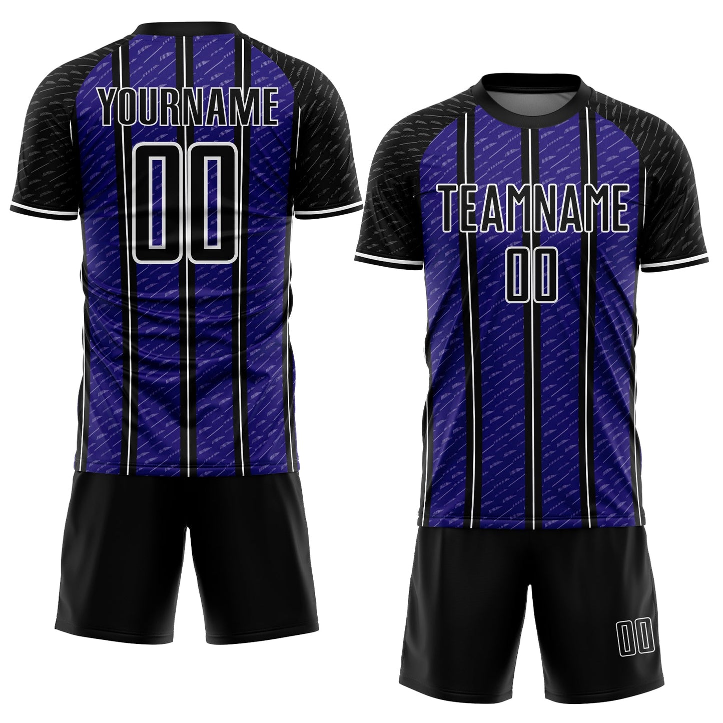 Custom Black Dark Purple-White Line Sublimation Soccer Uniform Jersey Limited