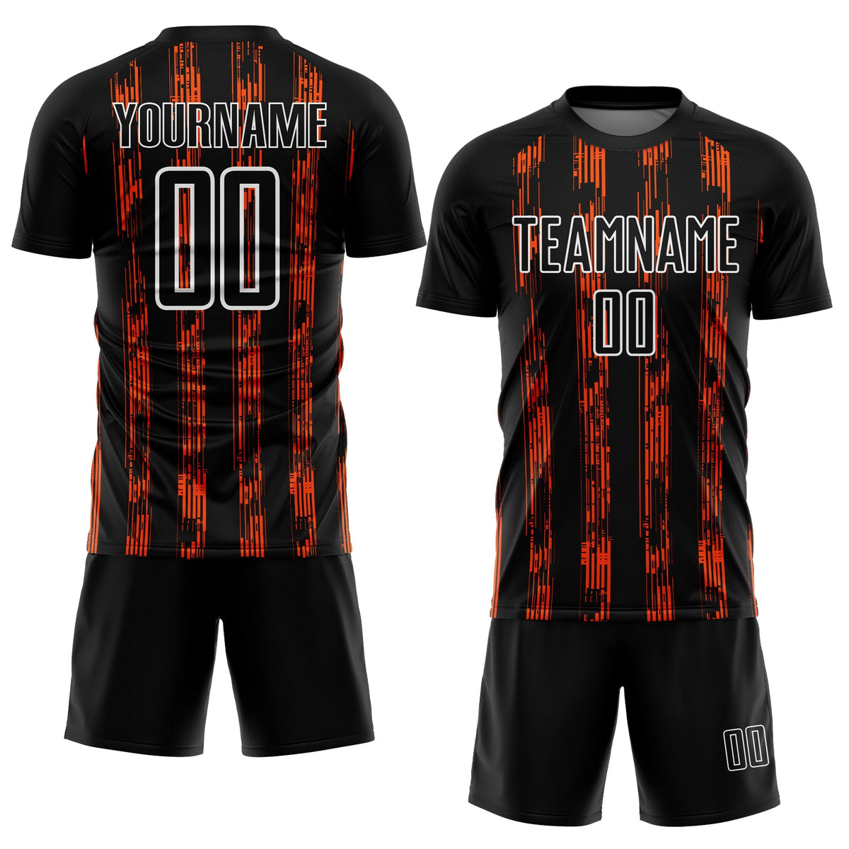 Custom Black Orange-White Line Sublimation Soccer Uniform Jersey Limited