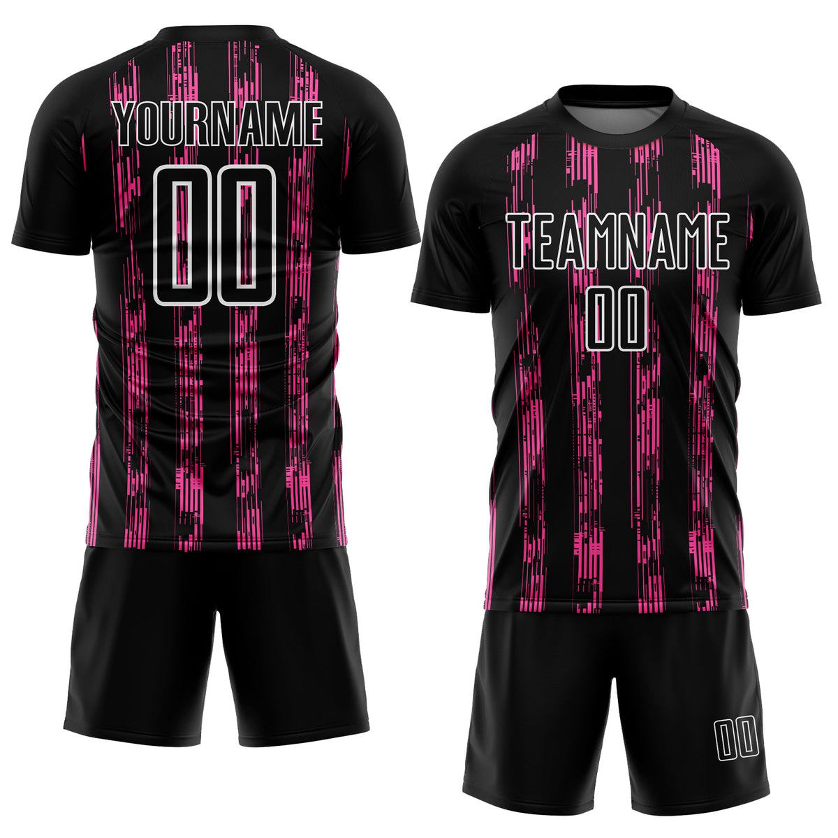 Custom Black Pink-White Line Sublimation Soccer Uniform Jersey Limited