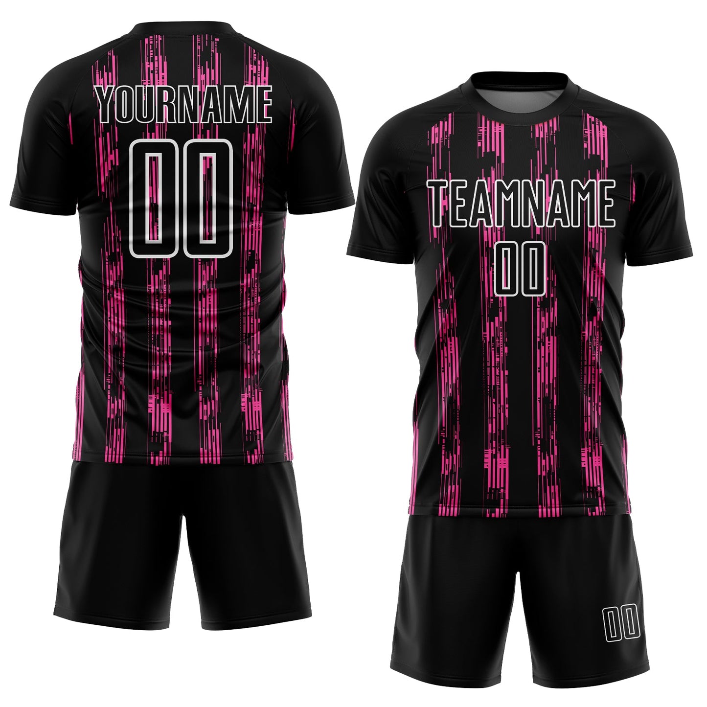 Custom Black Pink-White Line Sublimation Soccer Uniform Jersey Limited