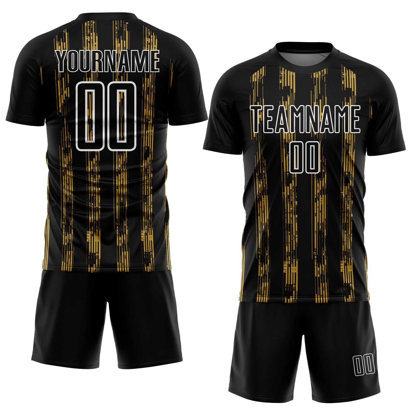 Custom Black Old Gold-White Line Sublimation Soccer Uniform Jersey Limited