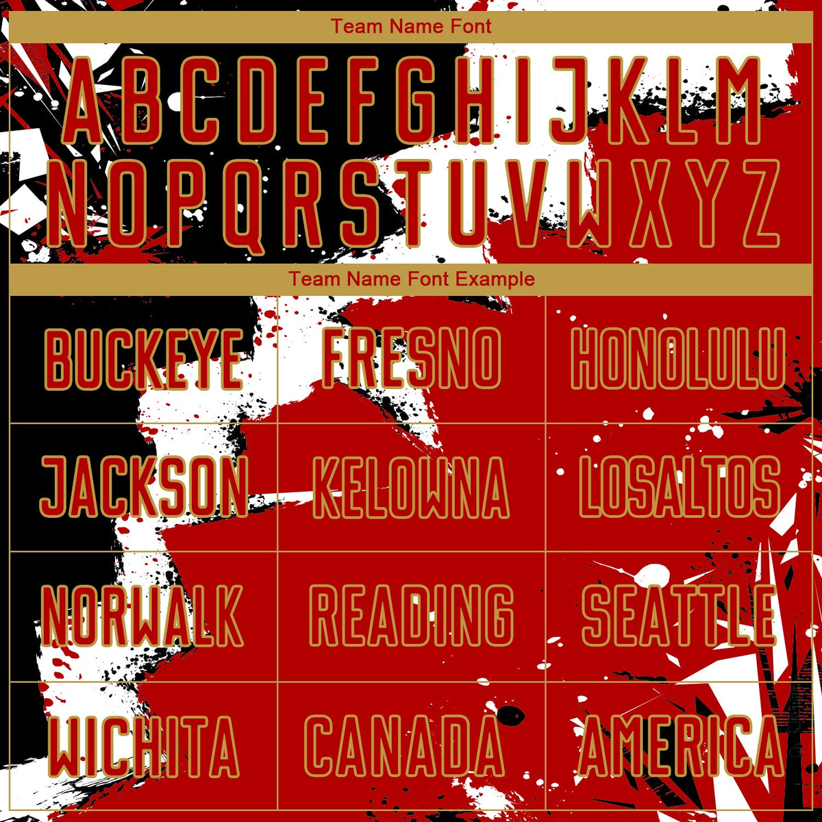 Custom Black Red-Old Gold Spalsh Sublimation Soccer Uniform Jersey Limited