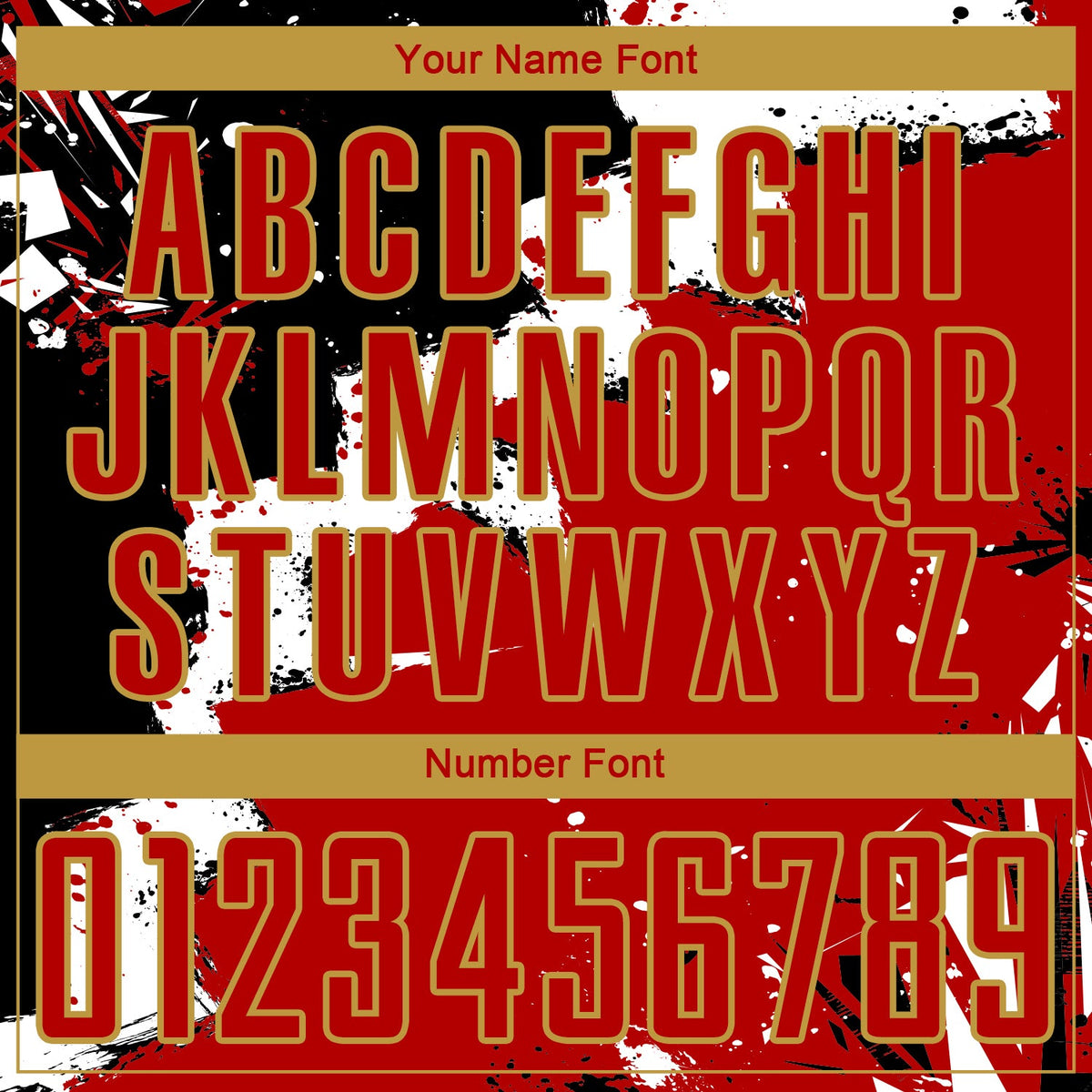 Custom Black Red-Old Gold Spalsh Sublimation Soccer Uniform Jersey Limited