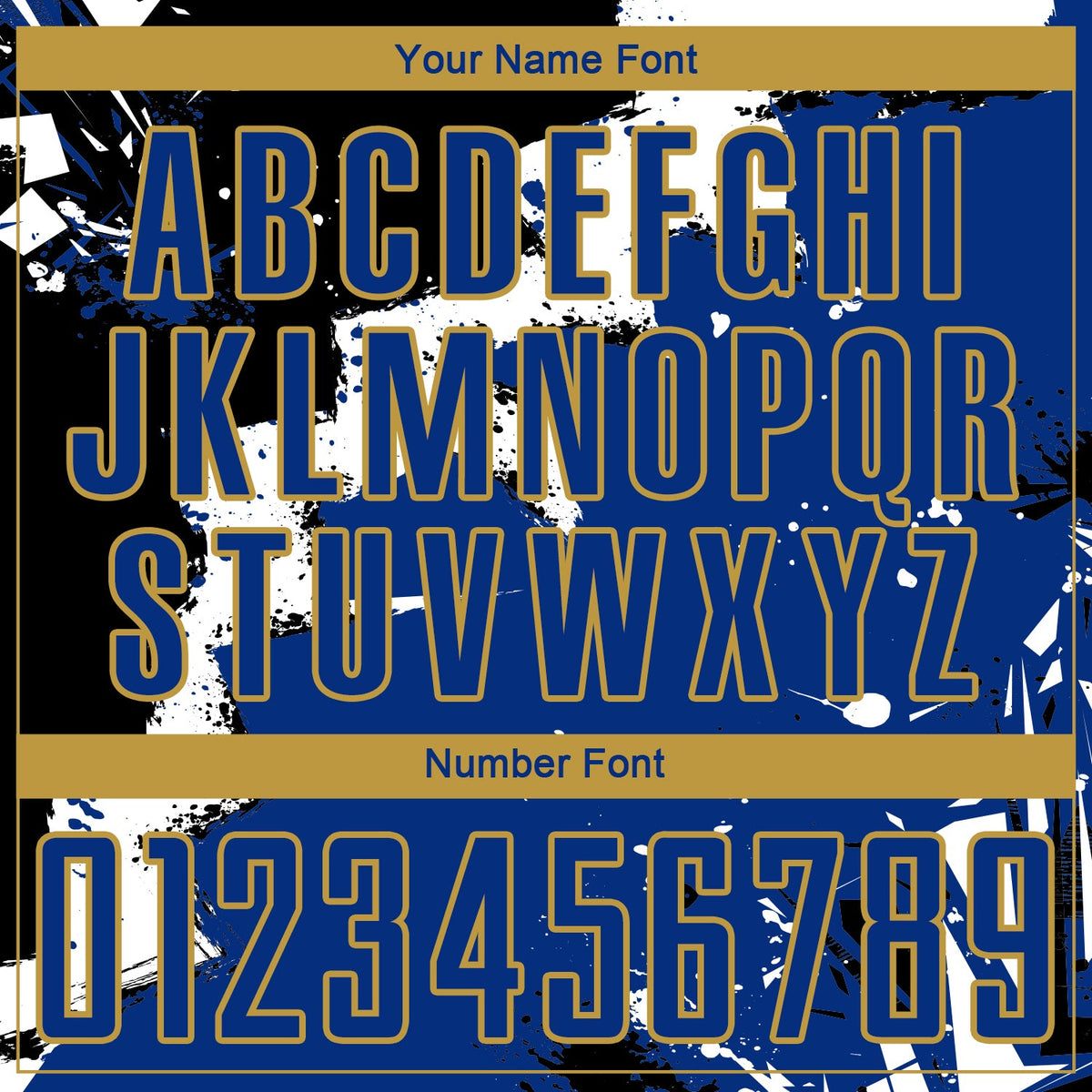 Custom Black Royal-Old Gold Spalsh Sublimation Soccer Uniform Jersey Limited