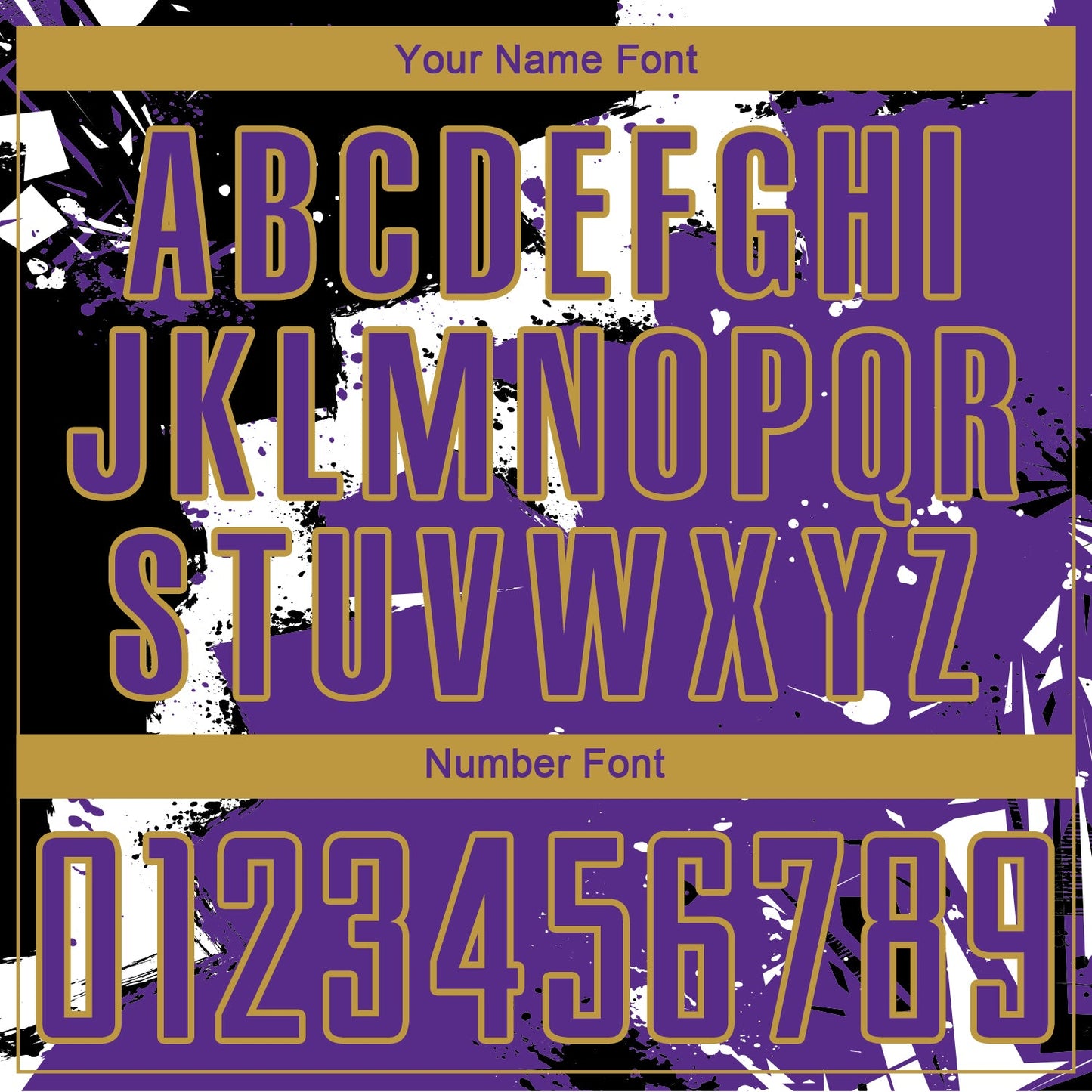 Custom Black Purple-Old Gold Spalsh Sublimation Soccer Uniform Jersey Limited