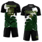 Custom Black Green-Old Gold Spalsh Sublimation Soccer Uniform Jersey Limited