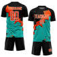 Custom Black Orange-Aqua Spalsh Sublimation Soccer Uniform Jersey Limited