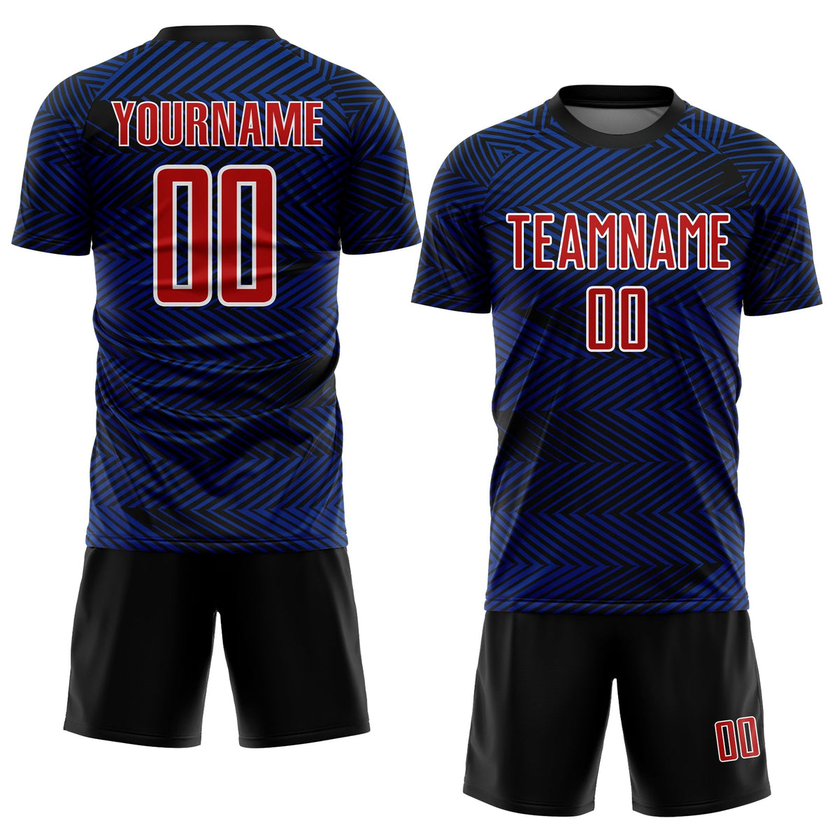 Custom Royal Red-Black Line Sublimation Soccer Uniform Jersey Limited