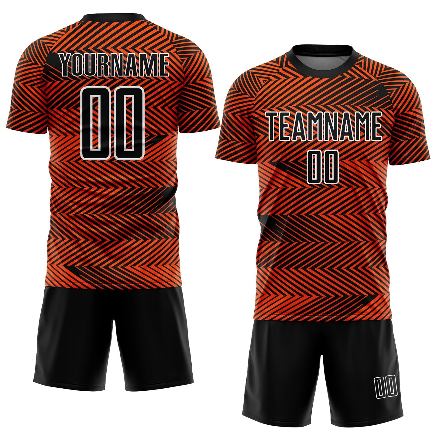 Custom Orange Black-White Line Sublimation Soccer Uniform Jersey Limited