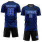 Custom Thunder Blue Black-White Line Sublimation Soccer Uniform Jersey Limited