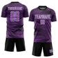 Custom Medium Purple Black-White Line Sublimation Soccer Uniform Jersey Limited