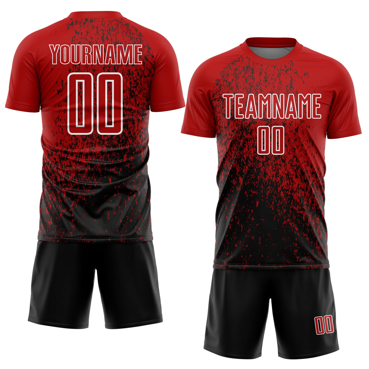 Custom Red Black-White Abstract Fragment Art Sublimation Soccer Uniform Jersey Limited