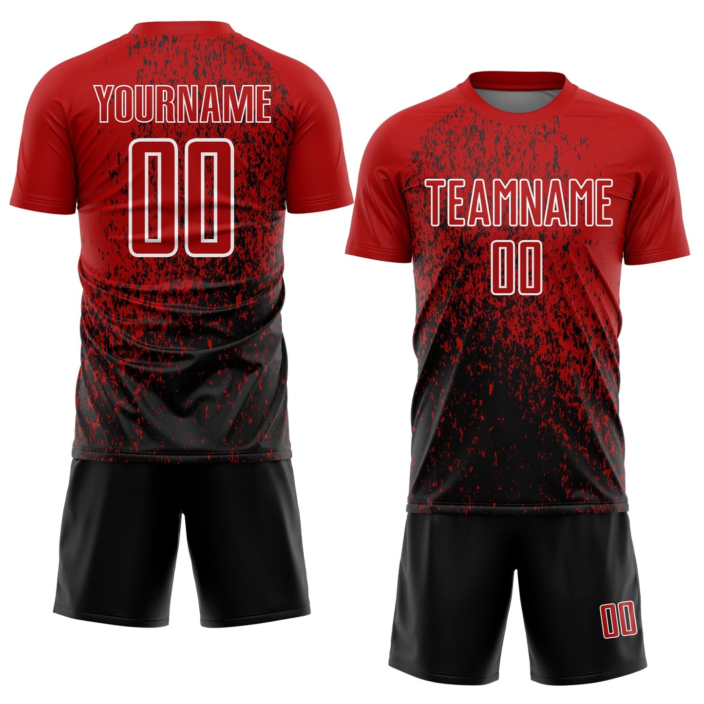 Custom Red Black-White Abstract Fragment Art Sublimation Soccer Uniform Jersey Limited