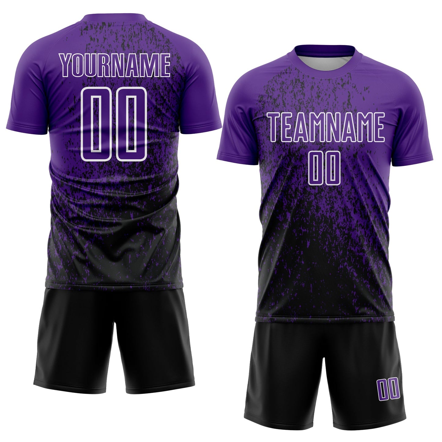 Custom Purple Black-White Abstract Fragment Art Sublimation Soccer Uniform Jersey Limited