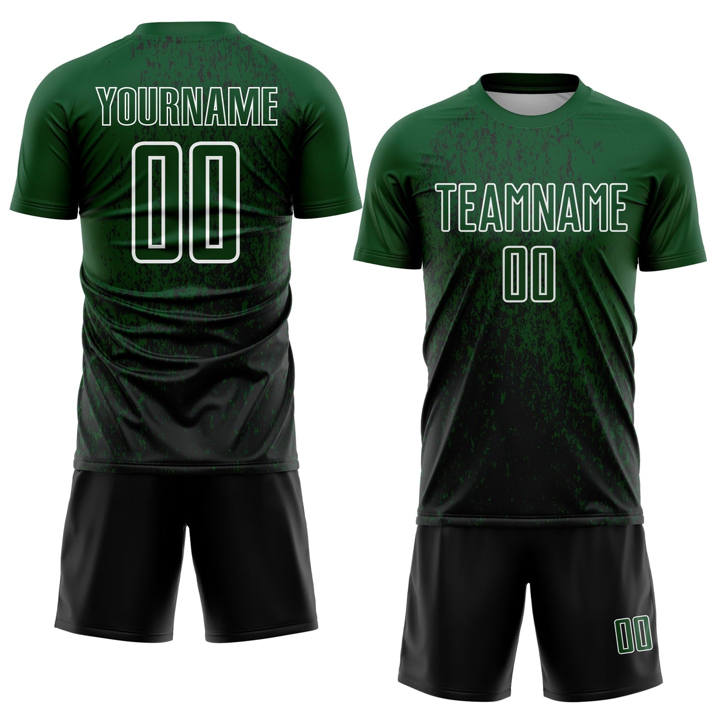 Custom Green Black-White Abstract Fragment Art Sublimation Soccer Uniform Jersey Limited
