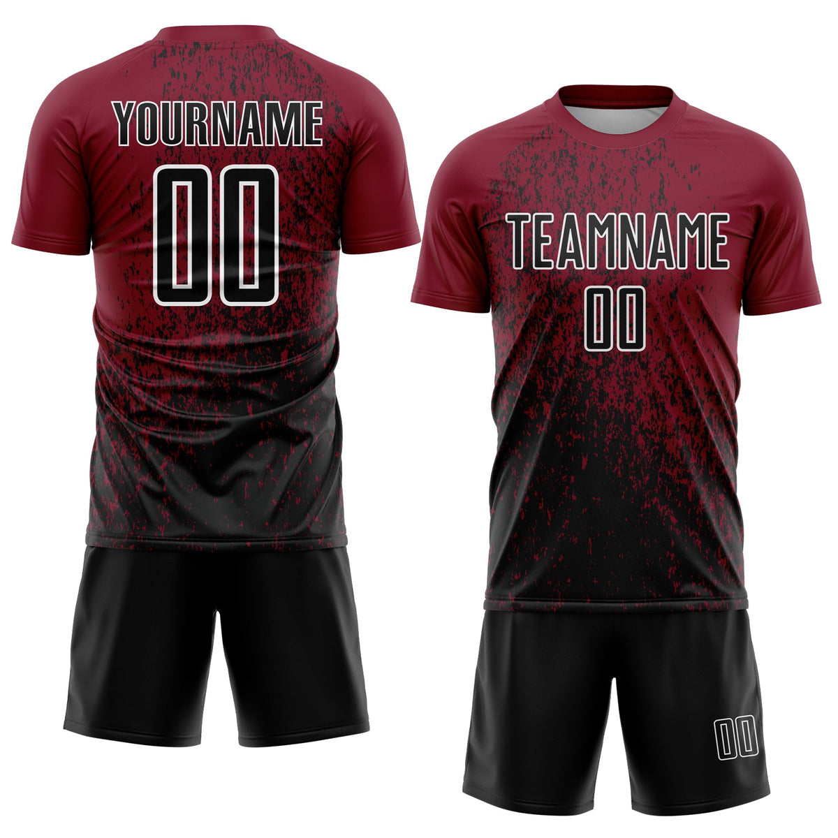 Custom Crimson Black-White Abstract Fragment Art Sublimation Soccer Uniform Jersey Limited