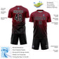 Custom Crimson Black-White Abstract Fragment Art Sublimation Soccer Uniform Jersey Limited
