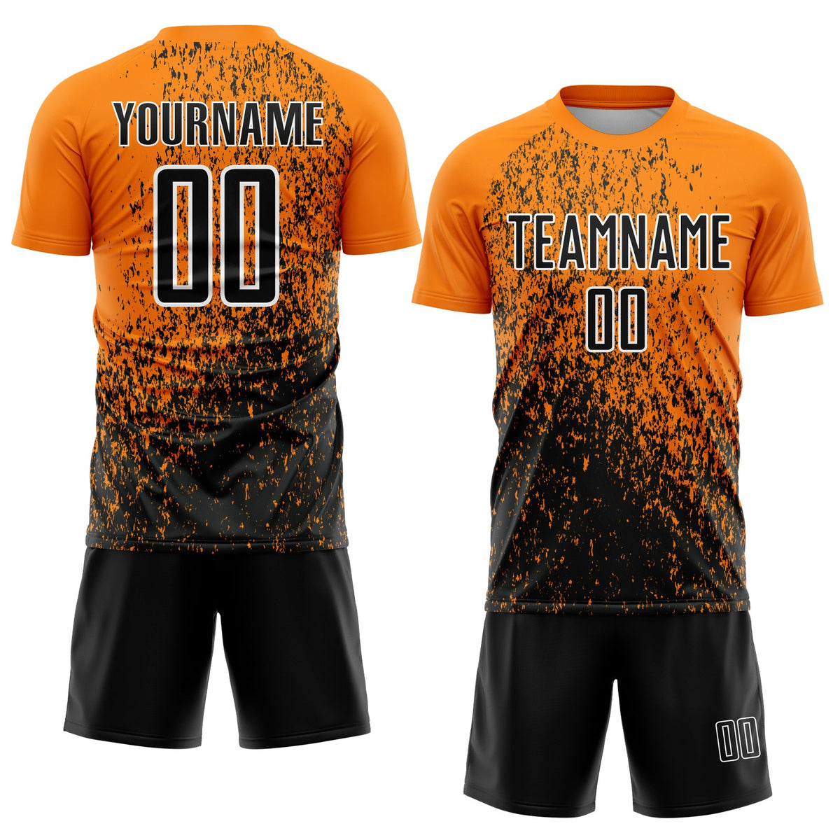Custom Bay Orange Black-White Abstract Fragment Art Sublimation Soccer Uniform Jersey Limited