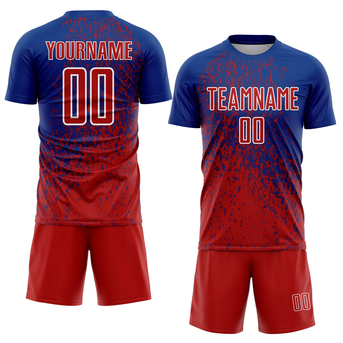 Custom Royal Red-White Abstract Fragment Art Sublimation Soccer Uniform Jersey Limited