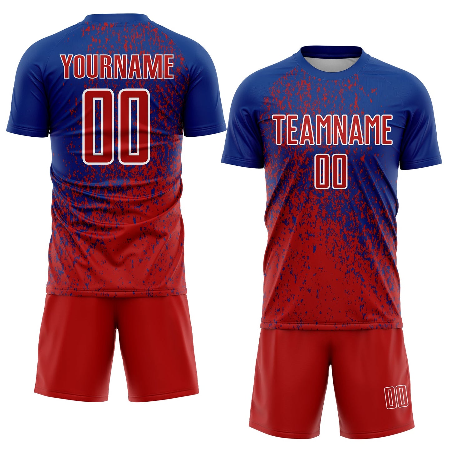 Custom Royal Red-White Abstract Fragment Art Sublimation Soccer Uniform Jersey Limited