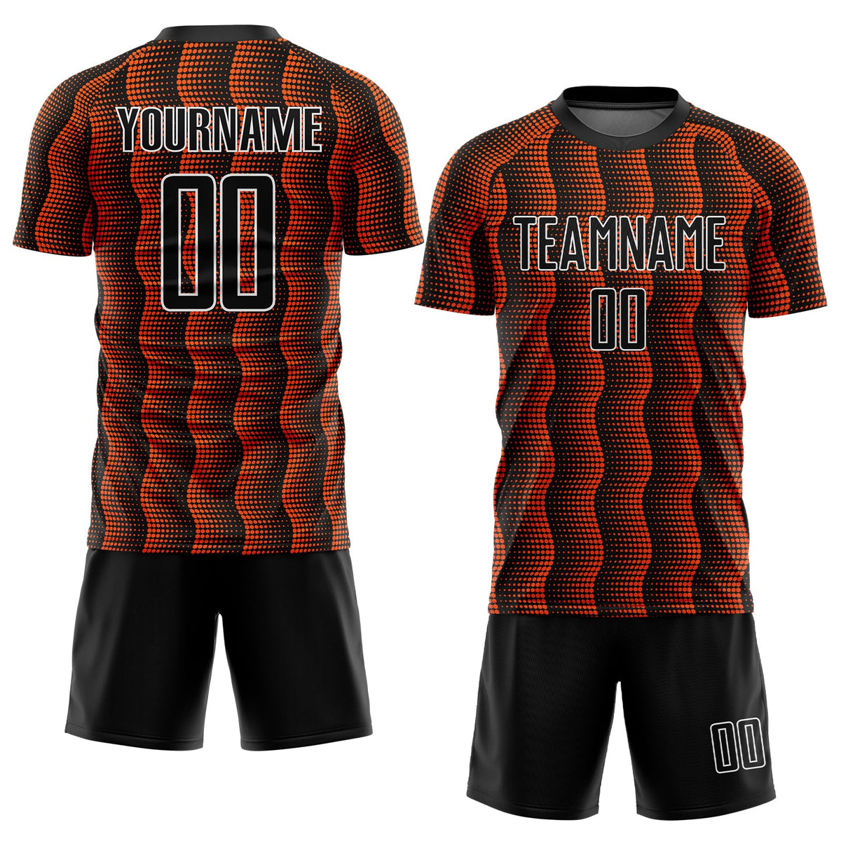 Custom Black Orange-White Geometric Shape Sublimation Soccer Uniform Jersey Limited