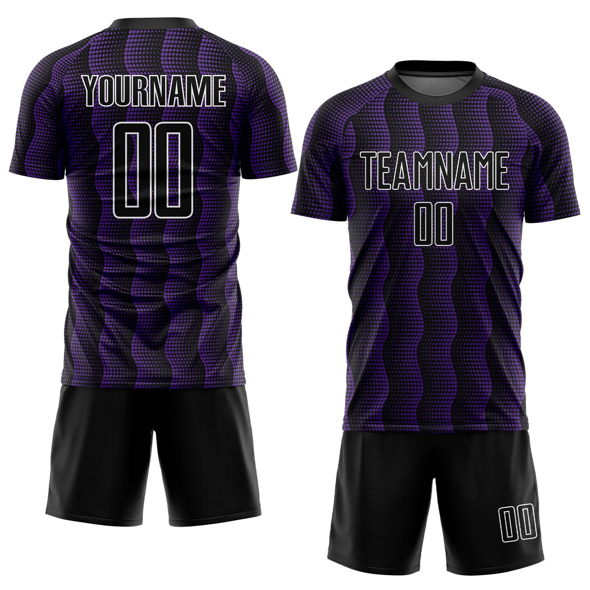 Custom Black Purple-White Geometric Shape Sublimation Soccer Uniform Jersey Limited